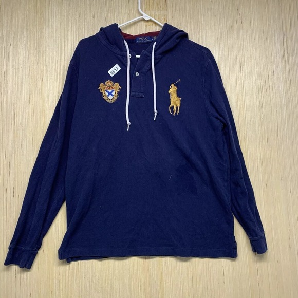 Ralph Lauren Other - Polo Ralph Lauren Shirt Adult Large Blue Long Sleeve Men's Big Pony Hooded Crest